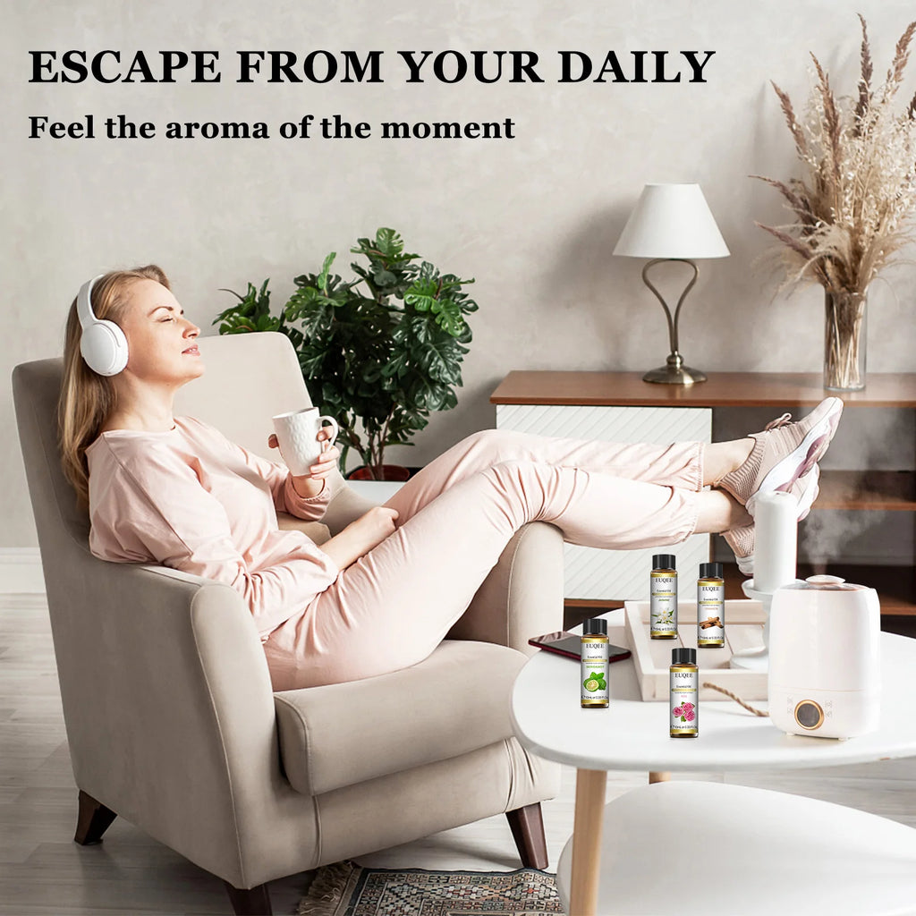 Indulge in Nature's Essence: 10ml Pure Essential Oil Set with Dropper - Lavender, Jasmine, Eucalyptus & Vanilla for Ultimate Aromatherapy