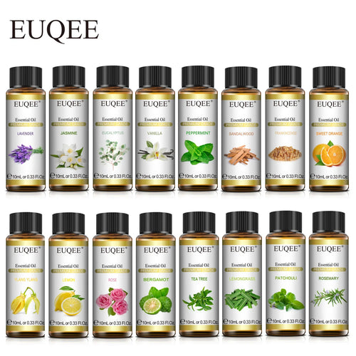 Indulge in Nature's Essence: 10ml Pure Essential Oil Set with Dropper - Lavender, Jasmine, Eucalyptus & Vanilla for Ultimate Aromatherapy