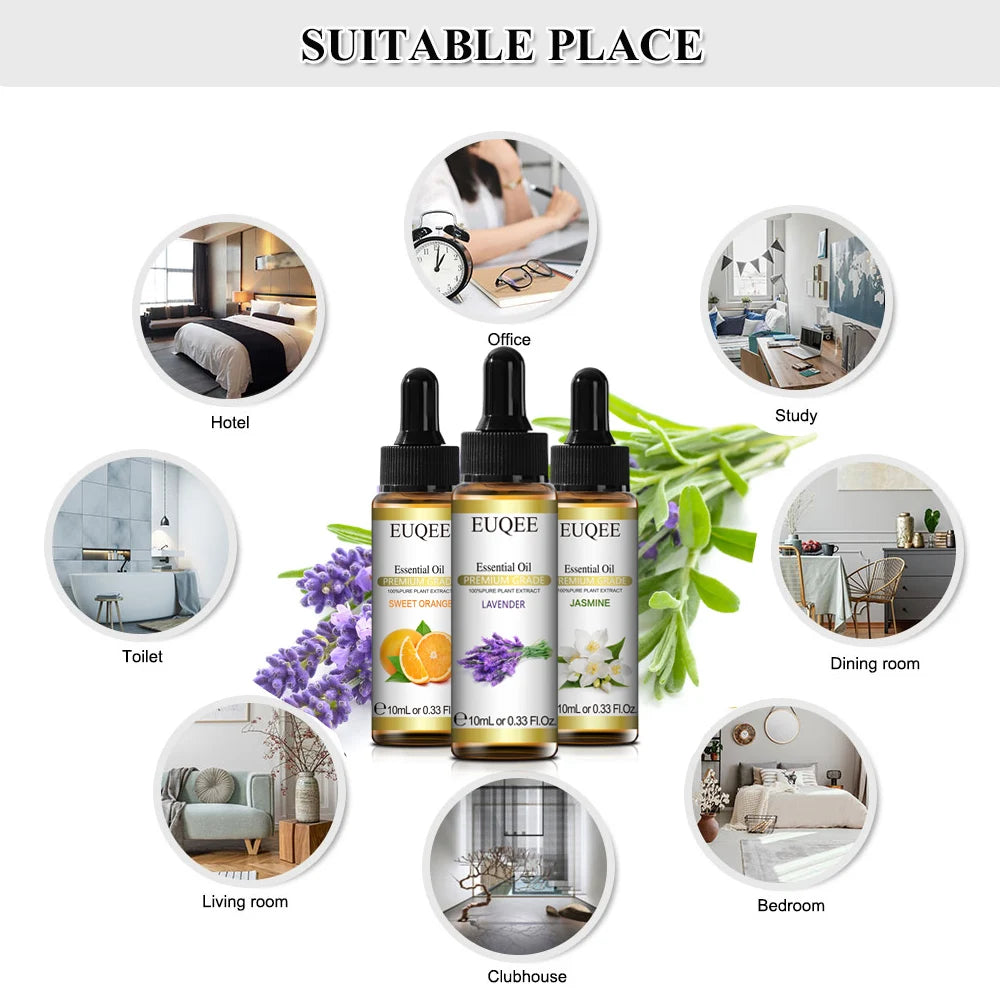 Indulge in Nature's Essence: 10ml Pure Essential Oil Set with Dropper - Lavender, Jasmine, Eucalyptus & Vanilla for Ultimate Aromatherapy