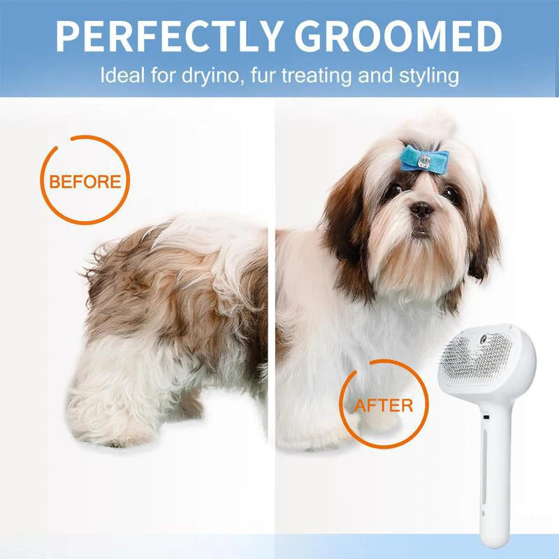 Revolutionary Dog Comb & Massage Brush - Gentle Round Head with Nano Spray for Effortless Hair Removal and Comfort