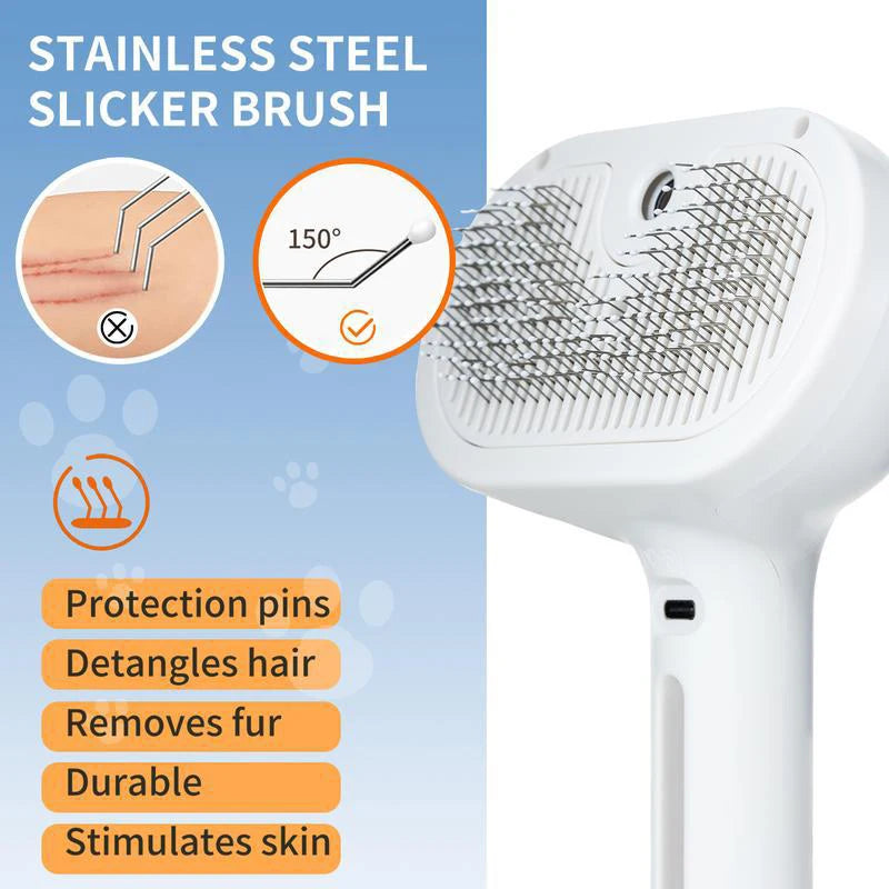 Revolutionary Dog Comb & Massage Brush - Gentle Round Head with Nano Spray for Effortless Hair Removal and Comfort