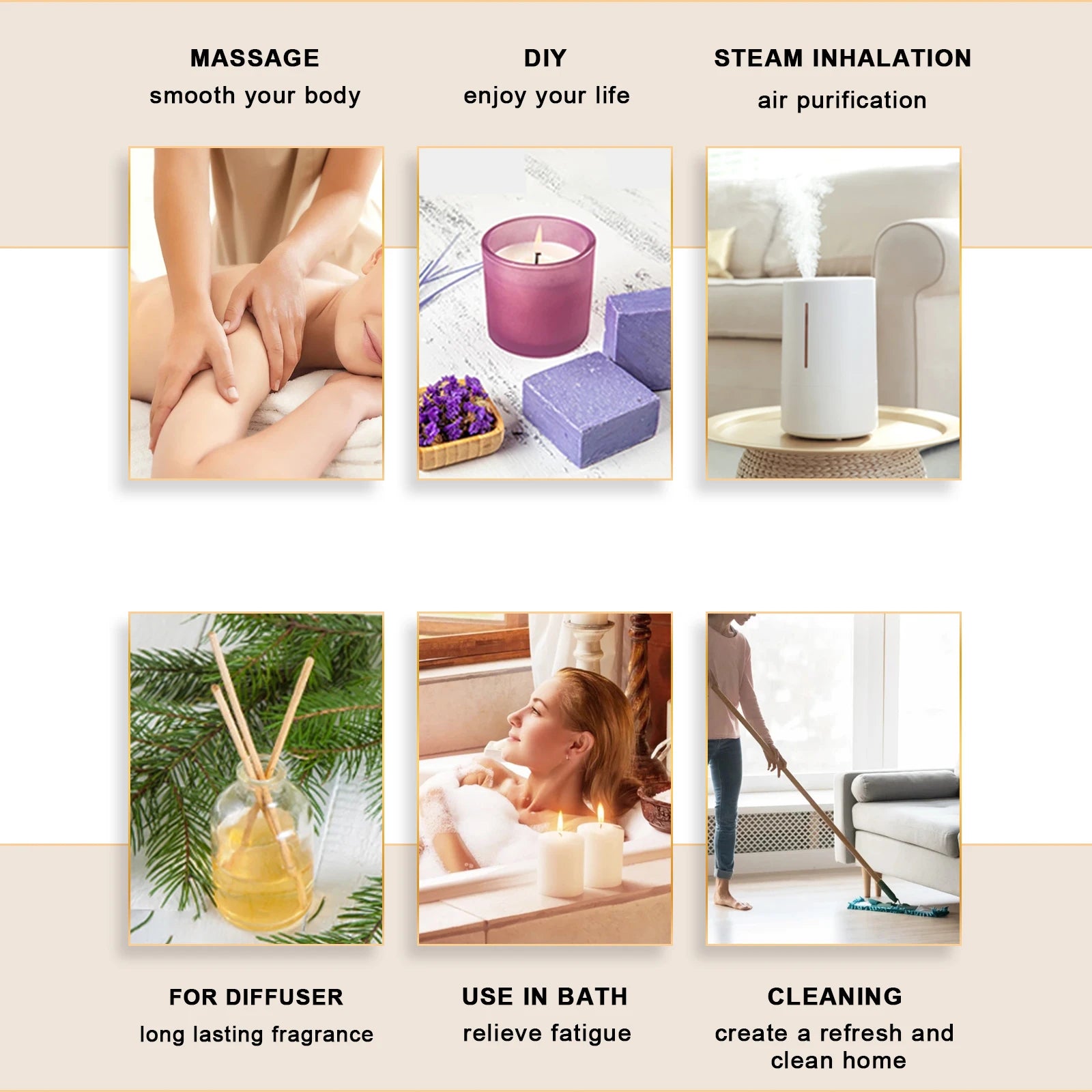 Indulge in Nature's Essence: 10ml Pure Essential Oil Set with Dropper - Lavender, Jasmine, Eucalyptus & Vanilla for Ultimate Aromatherapy